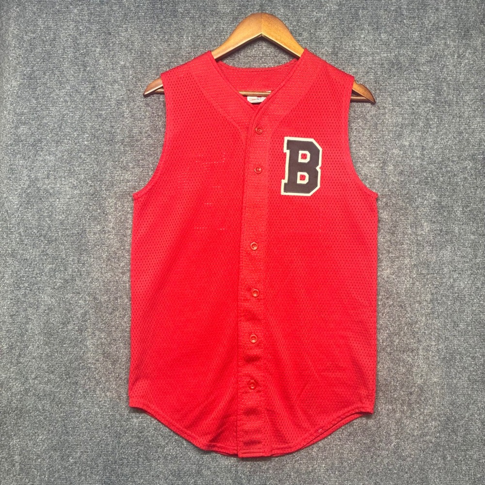 Teamwork Athletic Apparel Baseball Jersey Vest‎ Mens M Red Mesh B 26 Made in USA